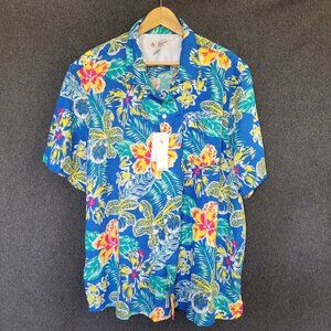 Original Penguin Men XXL Camp Tropical Hawaiian Hibiscus  Button Down Shirt